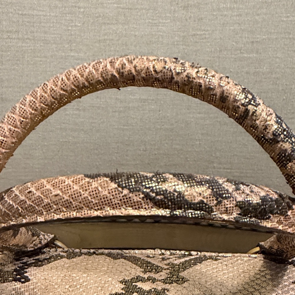 Kate Spade Brown Woven Wicker Satchel with Snakeskin Accents - Picture 4 of 16